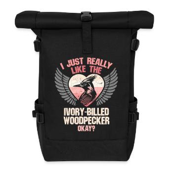 Elfenbein Specht Vogelbeobachter - Rolltop Rucksack - Schwarz - Vorne