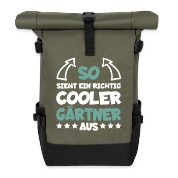 Really Cool Gardener Funny Saying Gift - Roll Top Backpack - olive/black - Front