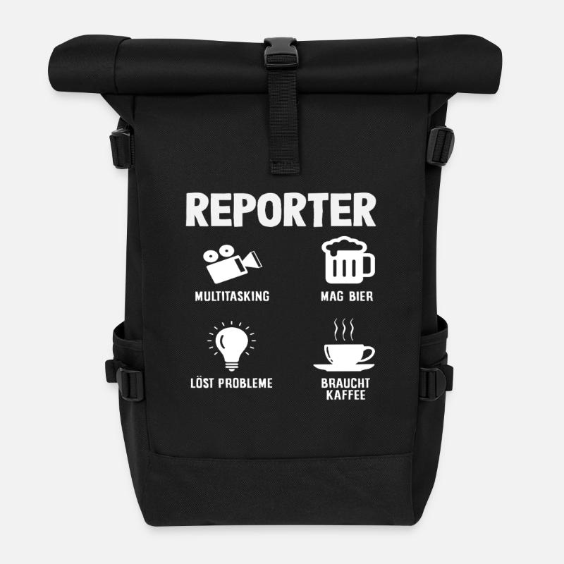 Vie Hobby Profession Journaliste d’investigation - Sac à dos roll top - noir