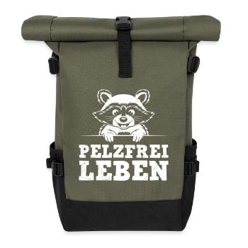 Tierschutz PELZFREIES LEBEN Lustiges - Rolltop Rucksack - Olive/Schwarz - Vorne