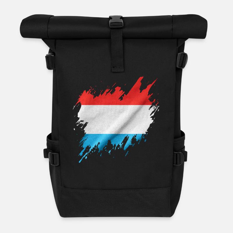 Luxemburger Flagge, Rissenstil - Rolltop Rucksack - Schwarz