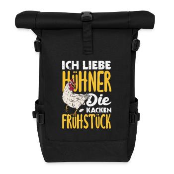 I love chickens – they poop breakfast - Roll Top Backpack - black - Front