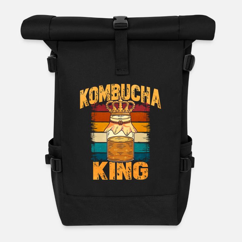 Kombucha König Retro - Rolltop Rucksack - Schwarz