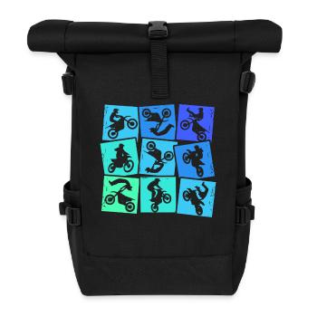 Motocross Dirt Bike Dirtbike Kinder Herren Jungen - Rolltop Rucksack - Schwarz - Vorne
