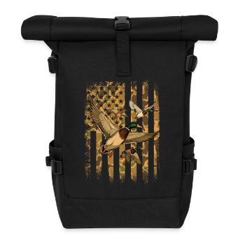 Enten mit Tarnung US-Flagge Wasservögel Stolz - Rolltop Rucksack - Schwarz - Vorne