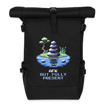 AFK, but fully present | Mindfulness, Meditation - Roll Top Backpack - black - Front