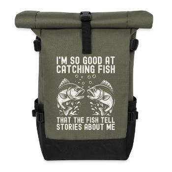 Fishing Angler Fisherman Fish Funny Angler Saying - Roll Top Backpack - olive/black - Front