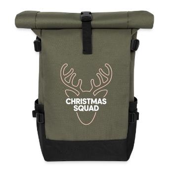 Neon Hirsch Geweih Christmas Squad - Rolltop Rucksack - Olive/Schwarz - Vorne