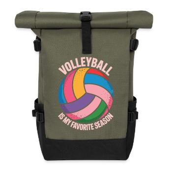 Volleyball is my favorite season - Roll Top Backpack - olive/black - Front