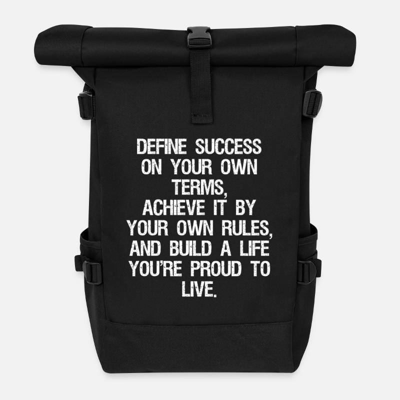 define success on your own terms achieve it by - Rolltop Rucksack - Schwarz