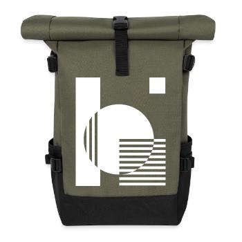 Rayures géométriques mono cercle - Sac à dos roll top - olive/noir - Devant