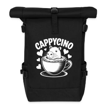 CAPPYCINO Capybara in Cappuccino Coffee Humor - Roll Top Backpack - black - Front