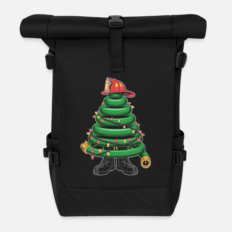 Feuerwehr Weihnachtsbaum - Rolltop Rucksack - Schwarz