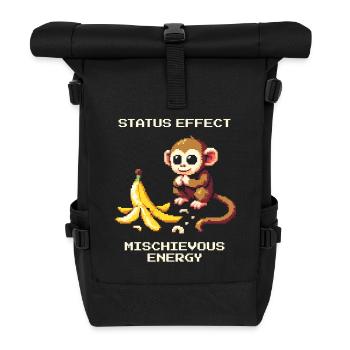 Status-Effekt: Schelmische Energie | Affenwitz - Rolltop Rucksack - Schwarz - Vorne