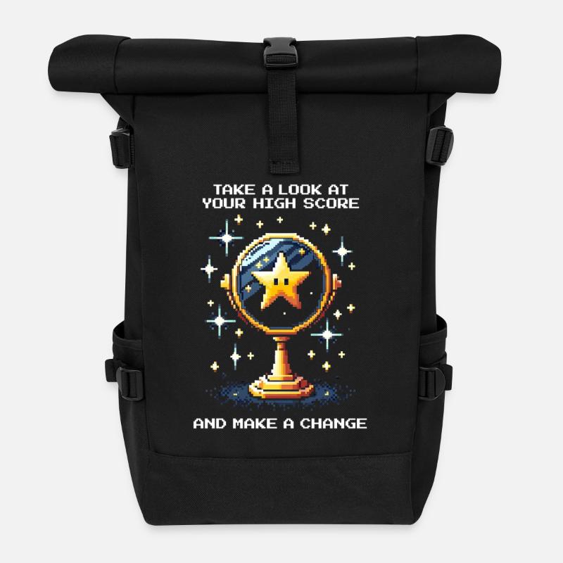 Look at the high score – change something | Arcade - Roll Top Backpack - black