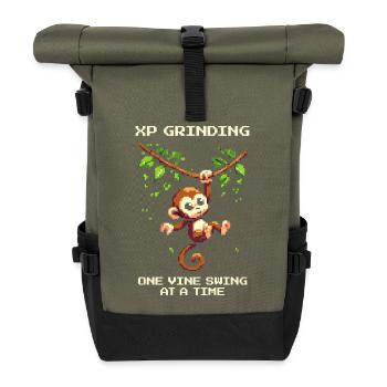 XP-Grind: Liane für Liane | Leveln, Dschungel - Rolltop Rucksack - Olive/Schwarz - Vorne
