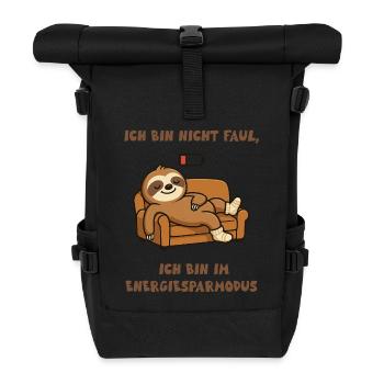 Sloth Power Saving Mode Design - Roll Top Backpack - black - Front