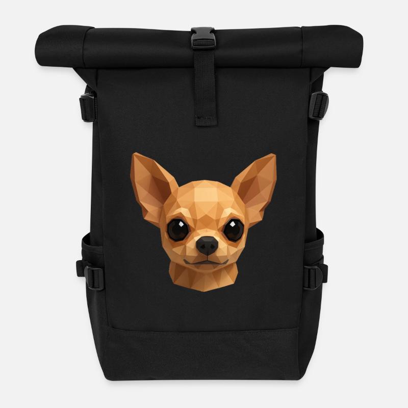 Süßer Chihuahua – Polygon Hundedesign - Rolltop Rucksack - Schwarz