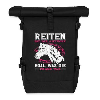 Pferdemädchen Reiten Ist Die Antwort Ponyfans - Rolltop Rucksack - Schwarz - Vorne