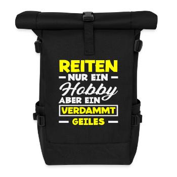 Geiles Hobby Pferdemädchen Reiten Ponyfans Reiter - Rolltop Rucksack - Schwarz - Vorne