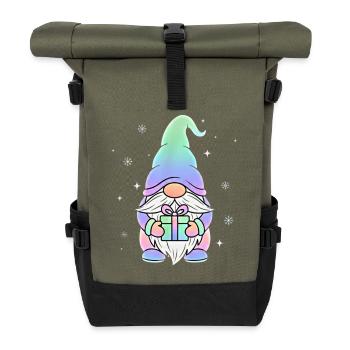 Gnome de Noël Pastel Dégradé - Sac à dos roll top - olive/noir - Devant