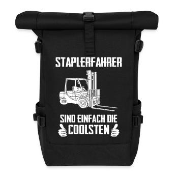 Staplerfahrer sind einfach die Coolsten / Spruch - Rolltop Rucksack - Schwarz - Vorne