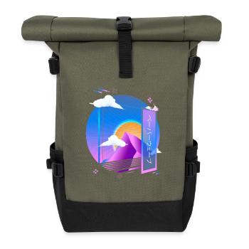 Vaporwave Pastell Goth Ästhetik Retro Synthwave - Rolltop Rucksack - Olive/Schwarz - Vorne
