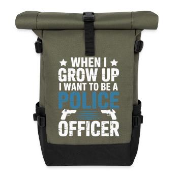 When I grow up - Police Officer Design - Roll Top Backpack - olive/black - Front