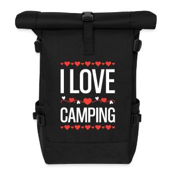 I Love Camping Herz Grafik - Rolltop Rucksack - Schwarz - Vorne
