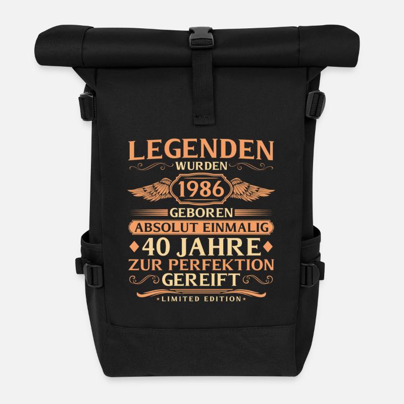 40th Birthday Absolutely Unique - Born in 1986 - Roll Top Backpack - black