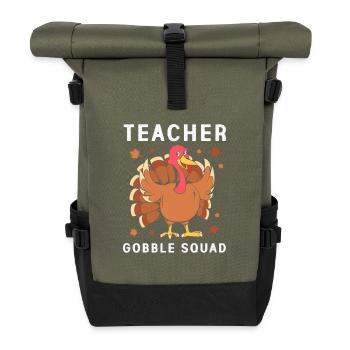 Thanksgiving Teacher Teacher - Roll Top Backpack - olive/black - Front