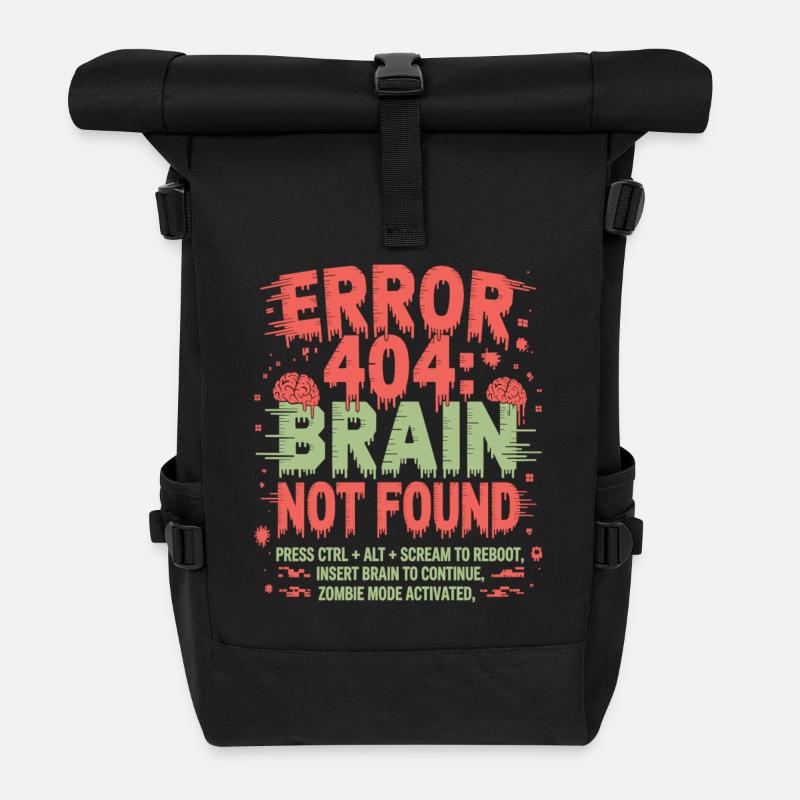 Error 404 Gehirn nicht gefunden Zombie - Rolltop Rucksack - Schwarz