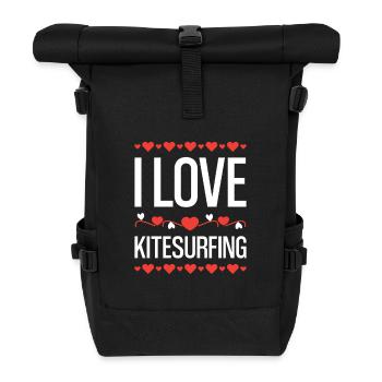I Love Kitesurfing - Roll Top Backpack - black - Front