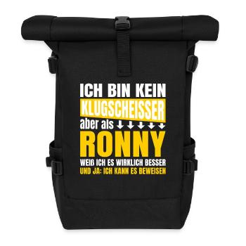 Ich bin kein Klugscheißer Ronny - Rolltop Rucksack - Schwarz - Vorne