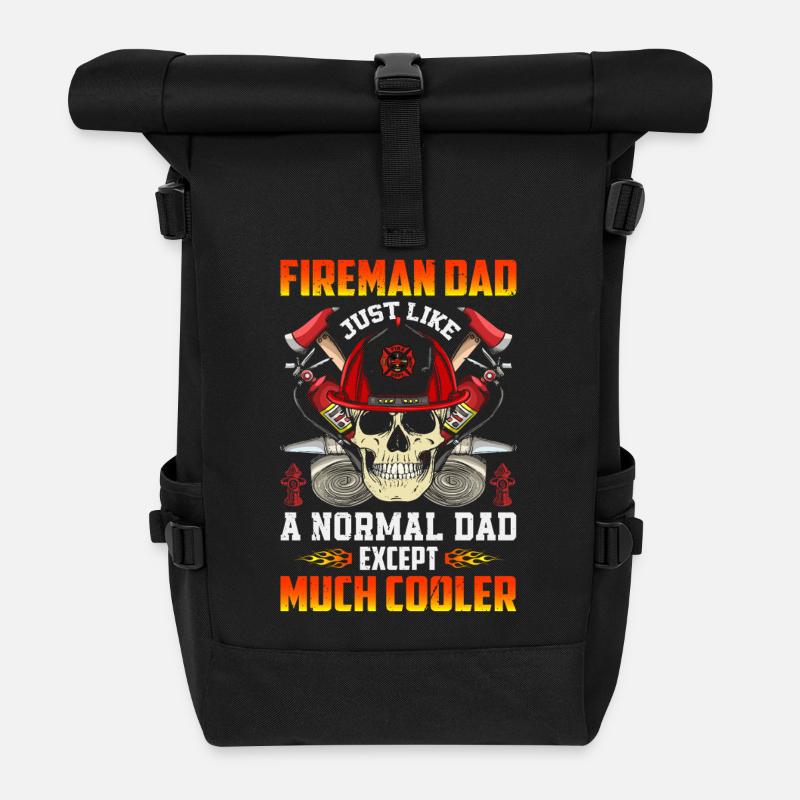 Feuerwehrmann Papa - Rolltop Rucksack - Schwarz