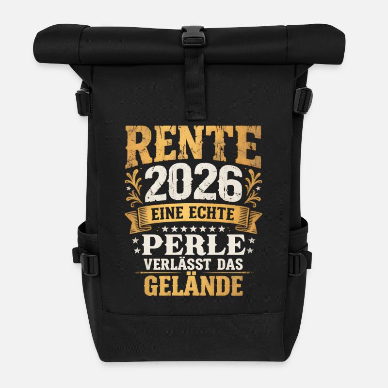 Rente 2026 Perle verlässt das Gelände Vintage - Rolltop Rucksack - Schwarz