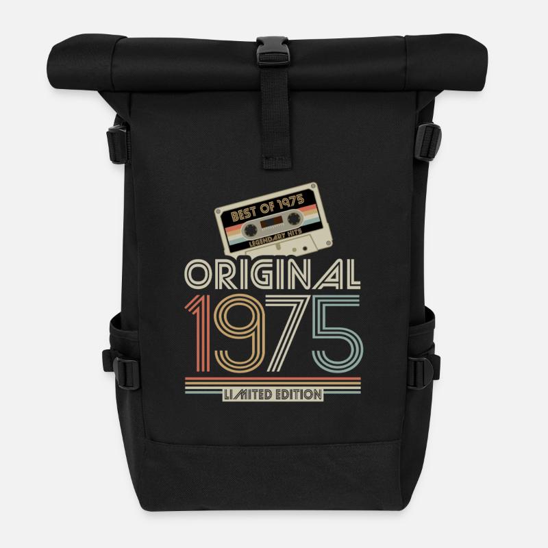 Limited Edition Original 1975 Retro Cassette - Roll Top Backpack - black