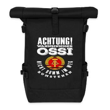 Attention Insane Ossi Saying GDR Pride - Roll Top Backpack - black - Front