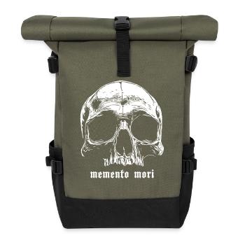 Skull Memento Mori Design - Roll Top Backpack - olive/black - Front