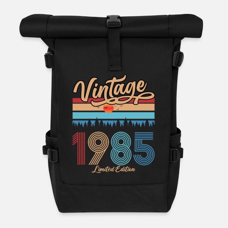 1985 Vintage Original Birthday Retro Gift - Roll Top Backpack - black