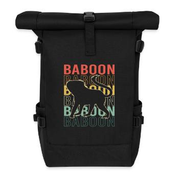Baboon Pavian Primat Affe Affen - Rolltop Rucksack - Schwarz - Vorne