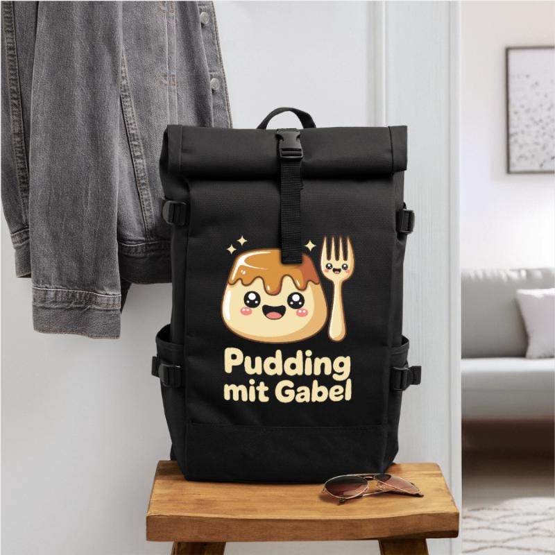 Pudding with fork Roll Top Backpack