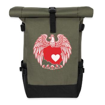 Polish Eagle Heart Map Design - Roll Top Backpack - olive/black - Front