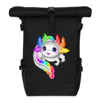 Rainbow colorful axolotl - Roll Top Backpack - black - Front
