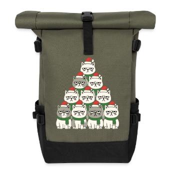 Grumpy Christmas Cats – Lustiges Katzen - Roll Top Backpack - olive/black - Front
