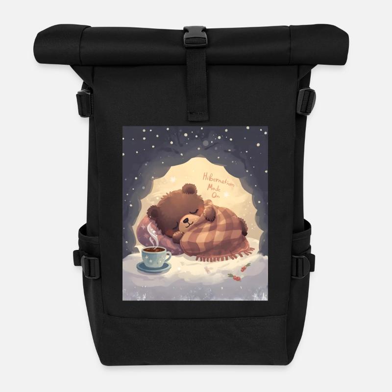 Winterschlafmodus in der gemütlichen Bärennacht - Rolltop Rucksack - Schwarz