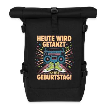 Geburtstagsbeat Boombox Funk - Rolltop Rucksack - Schwarz - Vorne
