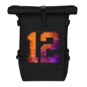 NR. 12 NUMMER 12 COLLEGE 12. GEBURTSTAG - Rolltop Rucksack - Schwarz - Vorne