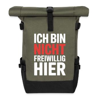 I'm Not Here Voluntarily Anti Smalltalk Office - Roll Top Backpack - olive/black - Front