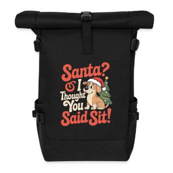 Lustiger Weihnachtshund - Rolltop Rucksack - Schwarz - Vorne